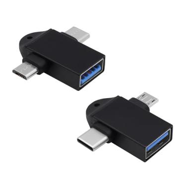 Imagem de YARCHONN Adaptador USB OTG 2 em 1 tipo C/Micro USB para USB 3.0 fêmea OTG conector conversor para telefone Android, tablet, flash drive, teclado, mouse - 2 peças
