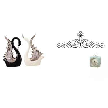 Imagem de Whtkoph Elegante Escultura de Cisne em Cerâmica E Metal para Parede, Decoração de Aniversário, Prateleira, Lareira, Pátio, Interior E Exterior.