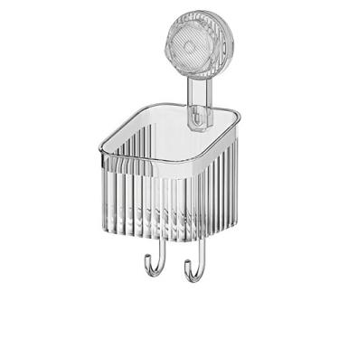 Imagem de Caixa de armazenamento de sucção de banheiro sem broca, suporte de ventosa ondulada, caixa de armazenamento de sucção potente, cesta de armazenamento suspensa removível, sem prateleiras de perfuração