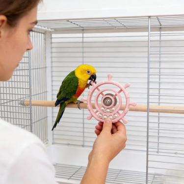 Imagem de Brinquedo Giratório para Aves | Roda De Interação Para Animais,Brinquedo Giratório de 360 Graus para Aves - Alívio do Tédio em Gaiola e Entretenimento para Poleiro de Animais