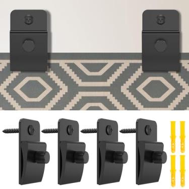 Imagem de Pacote com 4 grampos para pendurar na parede, cabides de decoração de arte têxtil, clipes de parede de metal, ganchos de colcha para pendurar na parede, ganchos de tapeçaria grampos para pendurar