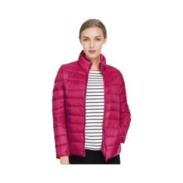 Imagem de Jaqueta Curta Feminina De Puffer Com Gola Alta Leve E Resistente À Águ