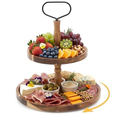 Imagem de LemonRoad 2 tábuas giratórias de acácia para charcutaria extragrande e suporte de frutas de madeira para charcutaria, perfeito para reuniões, presentes de inauguração de casa, celebrações e uso diário