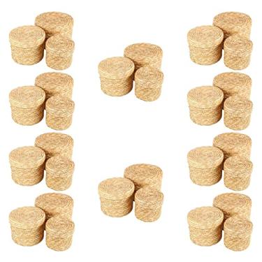 Imagem de Bumdenuu Conjunto de 30 cestas de armazenamento feitas à mão com palha, organizador de tampa, cestos de lavanderia, armazenamento de vime