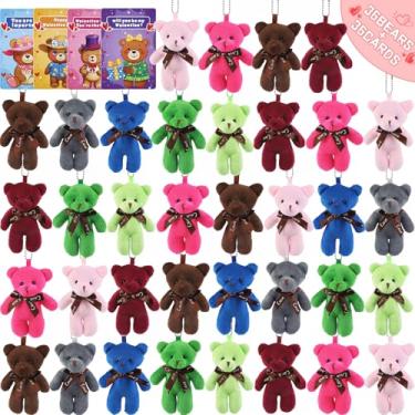 Imagem de Songjum 36 peças vales-presente de dia dos namorados com ursos de pelúcia mini bichos de pelúcia ursos de pelúcia chaveiros para lembrancinhas de festa dos namorados jogo de troca de sala de aula