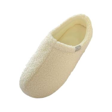 Imagem de Pantufas de pelúcia unissex com salto totalmente coberto, para uso doméstico, antiderrapante, aconchegante, para uso doméstico, masculino e feminino, Bege, 38