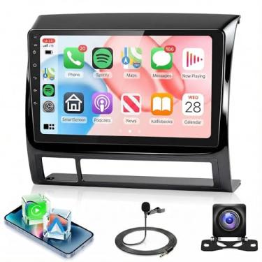 Imagem de Chip Snapdragon Qual-Comm de 8 núcleos 4G + 64G, rádio estéreo para Toyota Tacoma 2005-2015, Carplay Android Auto, tela de toque IPS de 9 polegadas, rádio de carro para Tacoma, câmera de reserva