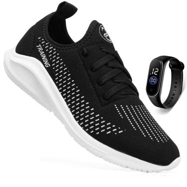 Imagem de Tênis Academia Corrida Caminhada Esporte Treino Confortável + Relógio-Unissex