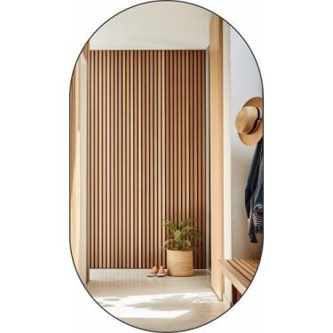 Imagem de Espelho decorativo oval 40cmx25cm moderno luxo sala quarto banheiro - 