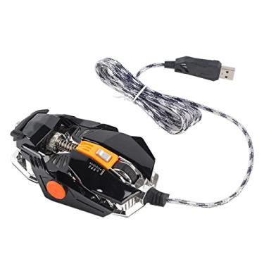 Imagem de Mouse Para Jogos, Mouse Mecânico Para Jogos USB Com Fio 8 Botões Mouse Programável Personalizado RGB Mouse Para Jogos Com Bola De Cristal Brilhante(Preto)