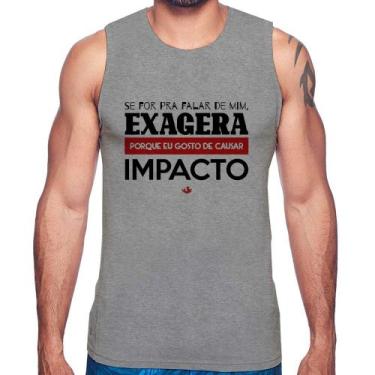 Imagem de Regata Se for pra falar de mim, exagera - Foca na Moda, Cinza, P