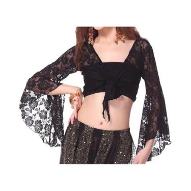 Imagem de Top de manga trompete feminino prática xale presente para mulheres ama