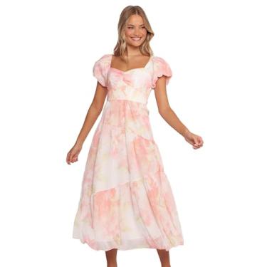 Imagem de Petal & Pup Vestido feminino Lumis Midi floral pêssego, Pêssego floral, 42