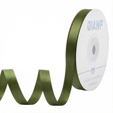 Imagem de QIANF Fita verde musgo de 0,9 cm fita de cetim dupla face para embrulhar laços de cabelo para fazer Dia dos Namorados, casamento, chá de bebê, festa de aniversário, convites, decorações artesanais, 25