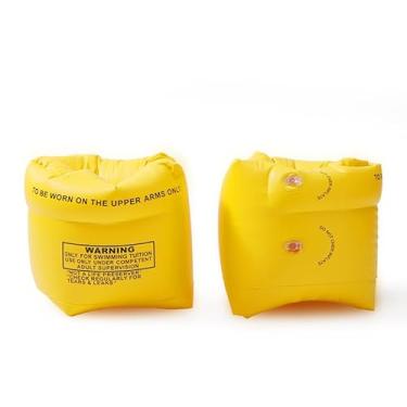 Imagem de 2 boias infláveis de braço para crianças, asas de água infláveis para crianças, faixas de braço flutuantes para crianças e adultos de 13,6 a 68 kg (amarelo)