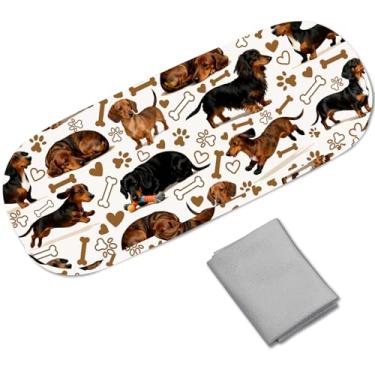 Imagem de CREATCABIN Estojo de óculos de sol de couro rígido para cães, porta-óculos de sol, bolsa portátil de viagem, estojo de armazenamento, capa protetora, pano de limpeza, presente para mulheres e homens