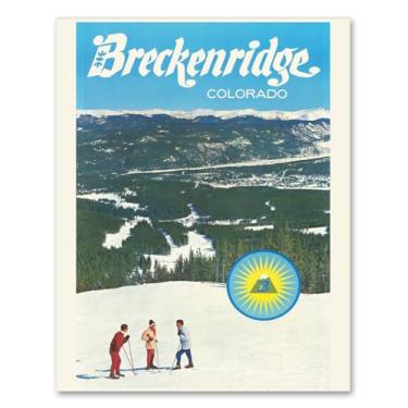 Imagem de Lone Star Art Ski Breckenridge Colorado 1963 Pôster de viagem vintage 28 x 35 ilustração clássica de resort de montanha retrô esportes de inverno Rocky Range presente de colecionador americano