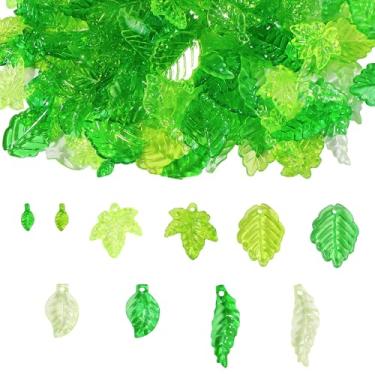 Imagem de Coiris 200 peças de contas de folha para fazer joias, 10 formas diferentes, contas de acrílico verde para brincos, colares, pulseiras, artesanato DIY