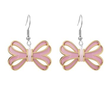 Imagem de Brincos de laço para o dia dos namorados, brincos femininos pendentes para lembrancinhas de festa, joias de acrílico para intercâmbio de estudantes, presentes para lembrancinhas de sala de aula