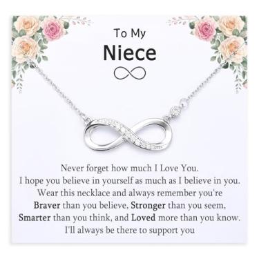 Imagem de PODLEV Colar de presente para mulheres e meninas, colares de zircônia cúbica infinita de prata presentes para filha, neta, sobrinha, irmã amiga, aniversário, Natal, formatura, mães, dia dos namorados