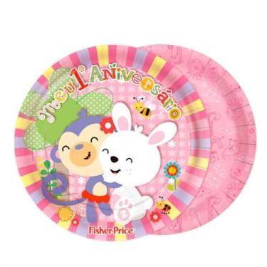 Imagem de Prato Descartável Meu 1 Aniversário Menina 12 cm 08 unidades Fisher Pr