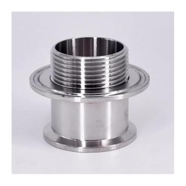 Imagem de Virola dupla 3.8 cm 5.1 cm Tri Clamp 1-1/10.2 cm 1-1/5.1 cm encaixe de tubulação macho tanque de água anteparo 304 aço inoxidável Homebrew (sem porca, DN40-K64mm-K64mm)