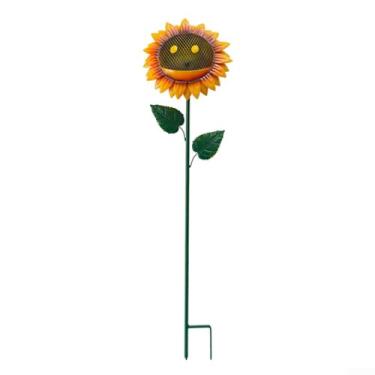 Imagem de Sturdy Sunflower Bird Feeder Tray - Metal Construction Outdoor Garden, Stable Ground Stake Feeding & Watering Birds