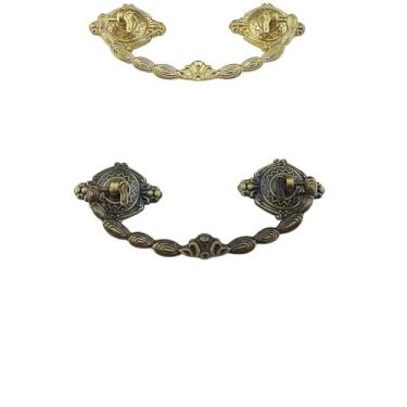 Imagem de CXYFQUUK Puxador de móveis bronze para gaveta armários de cozinha guarda-roupa mesa cômoda alça pingente puxador de armário de sapato 2 peças (ouro 96 mm)