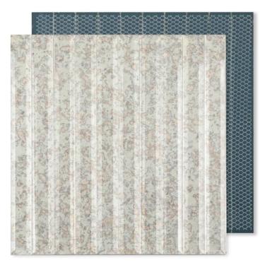 Imagem de Diflart Telhas de espelho chanfradas para cozinha, faixa antiga, 30 x 30 cm, azulejo espelhado para parede de bar de banheiro (5 folhas, 5 pés quadrados)