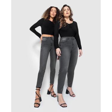 Imagem de Calça Feminina Skinny Cropped Cintura Alta Em Jeans Com Elastano - ENFIM-Feminino