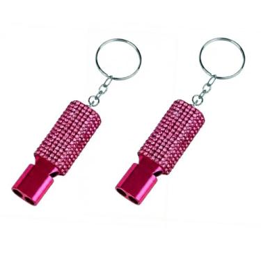 Imagem de binboll Apito de sobrevivência de liga de alumínio de três tubos para necessidades ao ar livre árbitro esportivo de emergência (rosa, 2 peças)