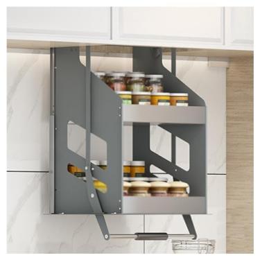 Imagem de Cesta de elevação de prateleira de cozinha, prateleira de armazenamento retrátil, prateleira de armário de puxar para baixo, economia de espaço, adequada para bar de cozinha e armário de café