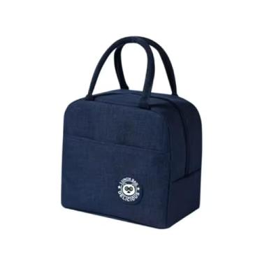 Imagem de Bolsa Térmica Lancheira para Marmita com Alça – Conserva Temperatura, Impermeável e Espaçosa (Azul)