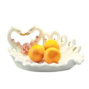 Imagem de Cesta de frutas, fruteira de cisne europeia, cerâmica, artesanato, armazenamento, decoração, mesa de jantar, sala de estar e mesa de chá, pratos de decoração, bandejas de frutas para festas