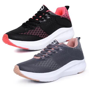 Imagem de Kit 2 Pares Tênis Esportivo Academia Treino Musculação Caminhada Feminino-Feminino