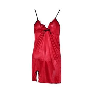 Imagem de Camisola Sexy Feminina Com Decote Em V De Renda, Confortável E Sedosa,