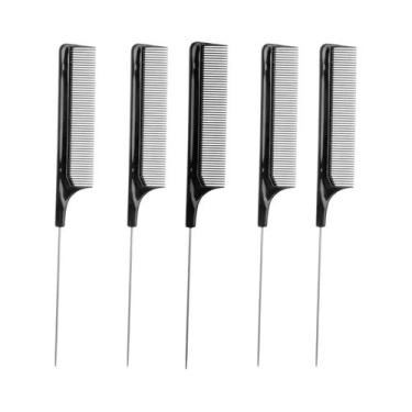 Imagem de Pente Profissional De Aço Inoxidável Com Dentes Finos Para Corte E Est