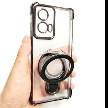 Imagem de Buliangren Capa compatível com Motorola Moto G Stylus 2024 capa protetora com suporte de anel transparente capa de telefone para Moto G Stylus 2024, preta