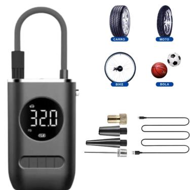 Imagem de Compressor Com Visor Digital Para Pneus E Bolas Com Cabo Usb