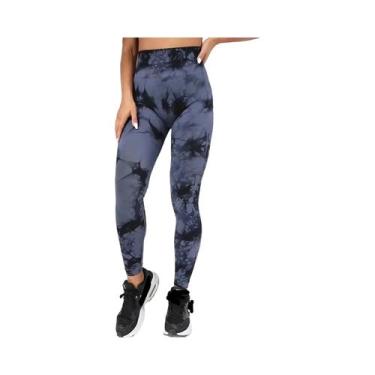Imagem de Calças De Yoga Sem Costura Tie-Dye Com Cintura Larga E Ajuste Slim Par