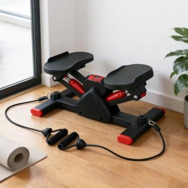 Imagem de Mini Stepper Hidráulico com Elásticos de Resistência e Monitor LCD - Simulador de Caminhada para Exercícios em Casa