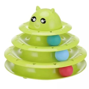 Imagem de Brinquedo Interativo Gatos Corre Torre De Bolinhas Gatinho 3 níveis (verde)
