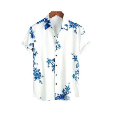Imagem de Camisa Floral Havaiana Masculina plus Size De Secagem Rápida Manga Cur