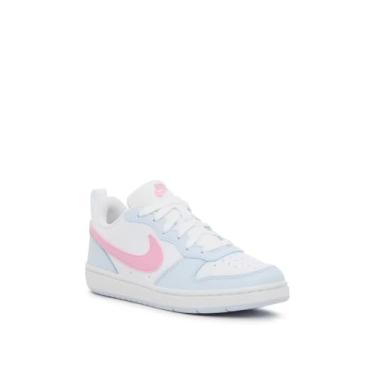 Imagem de Nike Tênis masculino Court Borough Low Essential+ (criança grande), Branco/Gancho Rosa/Cinza Futebol Americano, 6.5 Big Kid
