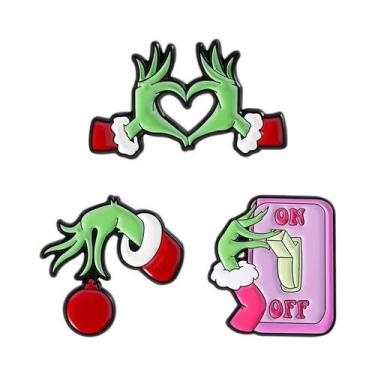 Imagem de Broche De Metal Esmaltado Coração De Elfo Verde De Natal - Acessório D
