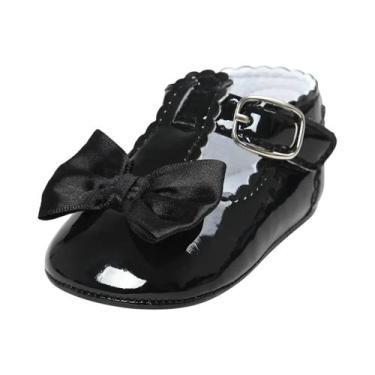 Imagem de Sapatos De Vestir Clássicos Para Bebês Meninas Com Laço, Sola De Borra