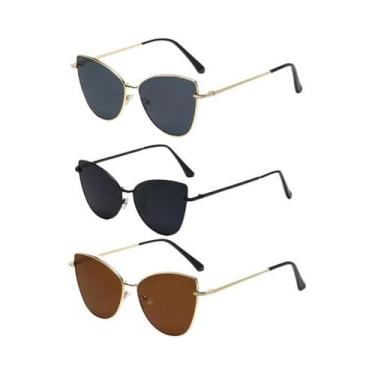 Imagem de Óculos De Sol Femininos Retrô Em Metal Estilo Gato UV400 Moda Europeia