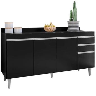 Imagem de Balcão para Cozinha 160 cm com Tampo 4 Portas Lena