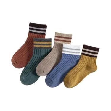 Imagem de Meias De Algodão Listradas Com Desenhos Animados Para Crianças, 5 Pare