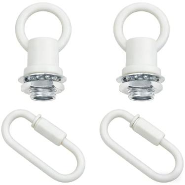Imagem de sunnates Anéis de gancho para luminárias de luminárias ganchos porcas M10 laços de iluminação com conector de ligação para estender luminárias lustres correntes 2 peças (branco)
